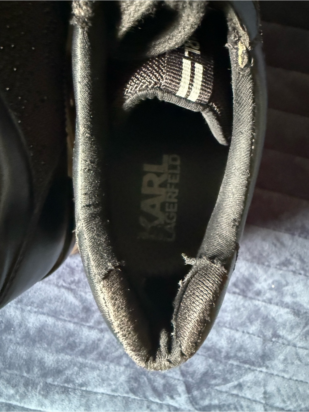 Karl Lagerfeld Black Crystal Mesh Platform Sneakers with Cream Sole - Picture 6 of 14